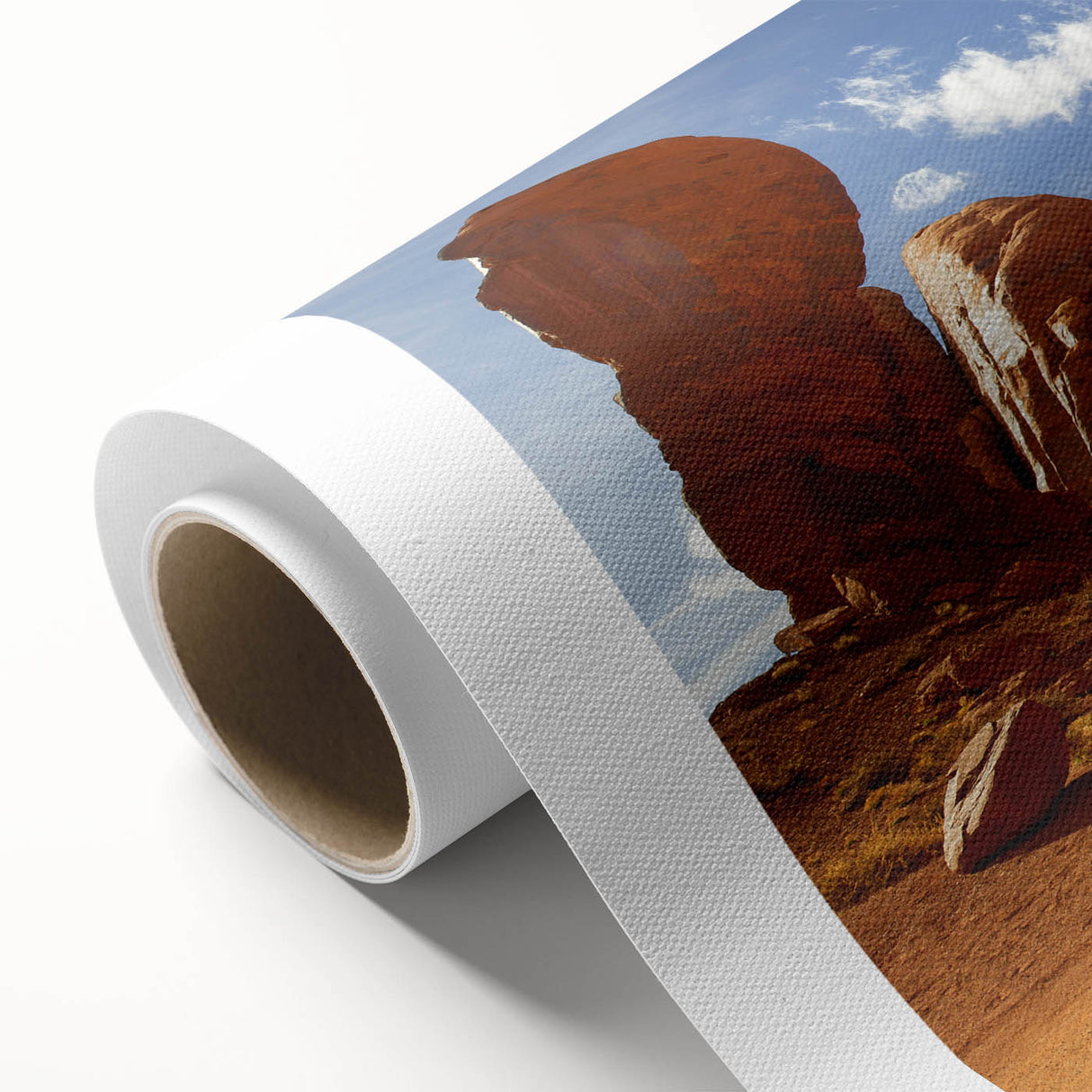 Art deco poster of Monument Valley in pastel shades on rolled canvas, ideal for nursery wall art.