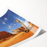 Extra large wall art of Monument Valley in Arizona, featuring earthy tones on a rolled canvas.