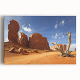 Monument Valley in black and white on large stretched canvas, suitable for kitchen wall art.