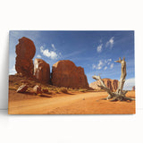 Monochrome image of Monument Valley on stretched canvas, ideal for kitchen wall art or bedroom.