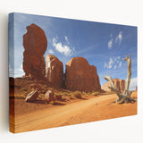 Monument Valley landscape on large stretched canvas, featuring warm desert tones, ideal for kitchen wall art.