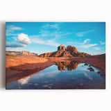 Black and white stretched canvas of Sedona's rugged landscape, ideal for kitchen wall art.