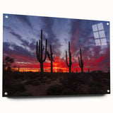 Large abstract depiction of the Sonoran desert in muted earth tones on acrylic glass.