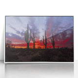 Acrylic print of Sonoran Desert with muted earth tones in an art deco style, ideal for modern art wall decor.