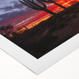 Art deco poster featuring the Sonoran desert in Arizona, rendered in muted earth tones on rolled canvas.