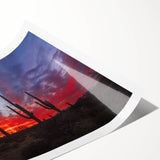 Extra large wall art featuring line art flowers set against Arizona's Sonoran scenery in muted earth tones.