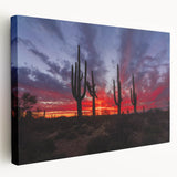 Sonoran Desert landscape on large stretched canvas with muted earth tones, ideal for kitchen wall art.