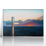 Acrylic print of Arkansas scenery in art deco style with vivid green and blue tones, suitable for modern nursery wall decor.