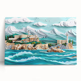Black and white photograph of Alcatraz Island on stretched canvas, ideal for kitchen wall art or bedroom ambiance.