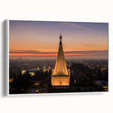 Vintage poster art of Berkeley, California in colorful tones on extra large framed canvas, ideal for living room decor.