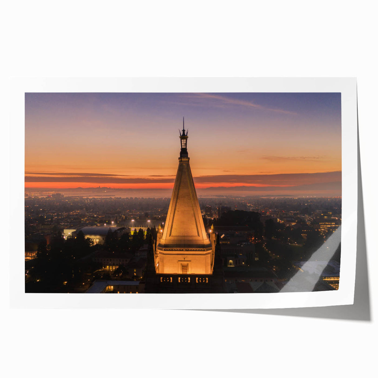 Extra large rolled print of Berkeley, California scenery with vibrant green and floral elements.
