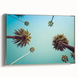 Framed canvas featuring a colorful vintage-style landscape art painting of Beverly Hills, ideal for living room decor.