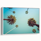 Vintage poster art of Beverly Hills with colorful and black elements on a large framed canvas.