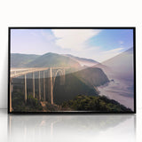 Large abstract wall art depicting the Big Sur landscape in muted earth tones on a framed acrylic print.