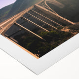 Art deco poster of Big Sur, California with muted earth tones on rolled canvas, ideal for dining room wall art.