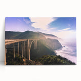 Black and white photograph of Big Sur coastline on stretched canvas, suitable as large art for kitchen or bedroom.