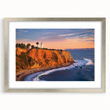 Textured abstract art print of California's Catalina scenery in muted colors on a framed silver mat, ideal for bedroom art.