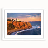 Abstract art print depicting the Catalina scenery in muted blue and green tones on a framed white mat.