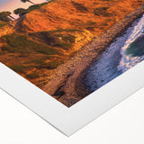 Art deco poster of Catalina, California with muted blue and beige tones on rolled canvas, suitable for dining room wall art.