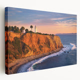 Large art depicting the Catalina Island scenery in muted blue and green tones on stretched canvas.