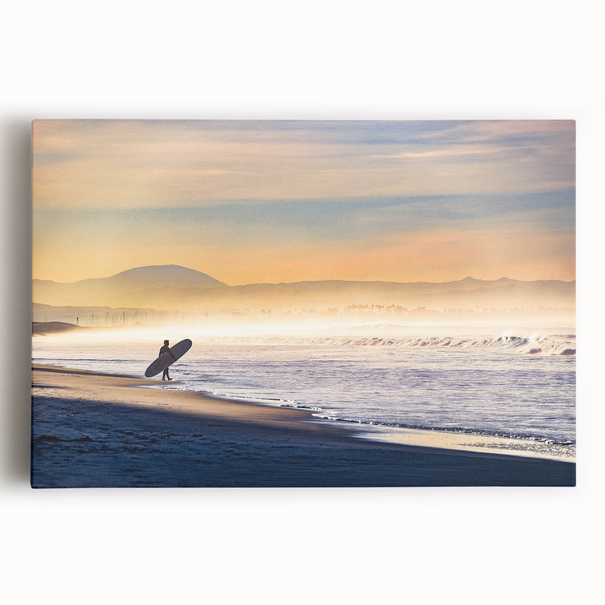Black and white photograph of Coronado, California on stretched canvas, ideal for kitchen wall art.