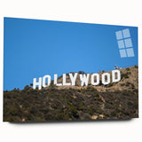 Large abstract wall art of California's Hollywood hills in muted earth tones on acrylic glass.