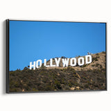 Black and white landscape art painting of Hollywood, California on framed canvas, ideal for bedroom wall decor.