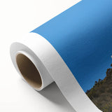 Art Deco style Hollywood, California scenery on rolled canvas, featuring pastel color palette, suitable as nursery wall art.