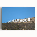 Large black and white stretched canvas of Hollywood, California scenery, ideal for kitchen wall art.