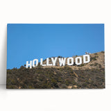 Black and white stretched canvas featuring the Hollywood, California skyline, ideal for kitchen wall art or bedroom ambiance.