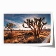Joshua Tree landscape in muted earth tones on extra large rolled canvas, ideal for dining room wall art.