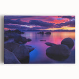 Black and white photo of Lake Tahoe on a large stretched canvas, suitable for kitchen wall art.