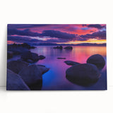 Black and white large art of Lake Tahoe on stretched canvas, ideal for kitchen wall art or bedroom ambiance.