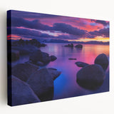 Scenic Lake Tahoe landscape on large stretched canvas with vivid blue and green tones, ideal for kitchen wall art.