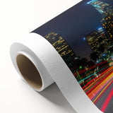 Art deco poster of Los Angeles skyline in pastel shades on rolled canvas, ideal for nursery wall art.