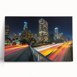 Black and white stretched canvas of Los Angeles skyline, ideal for kitchen wall art or bedroom ambiance.