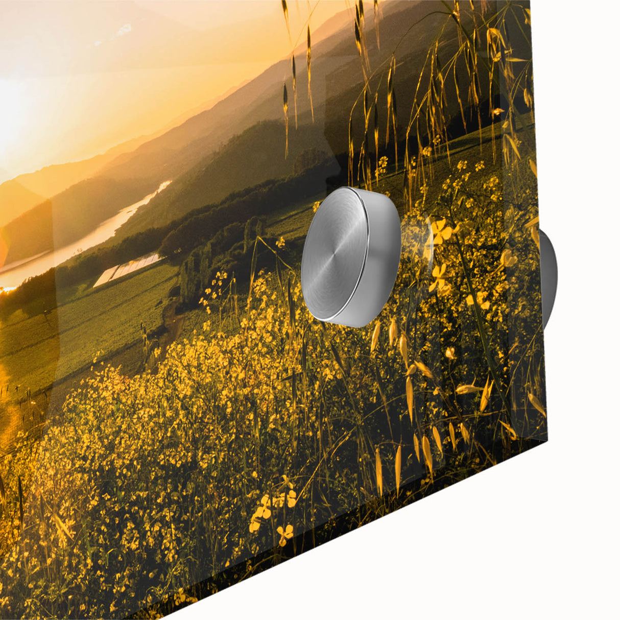 Large abstract wall art of California's Napa Valley in mid-century modernist style on acrylic glass.
