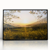 Large abstract wall art depicting California's Napa Valley in muted earth tones, framed in black acrylic.