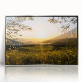 Mid-century modernist art depicting California's Napa Valley in muted earth tones on a framed acrylic print.