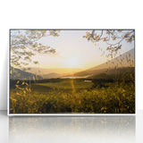 Art deco poster of Napa Valley scenery in muted earth tones on white framed acrylic, suitable for modern art wall decor.