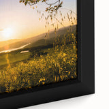 Textured black wall art depicting Napa Valley scenery on a framed canvas, with colorful art elements.
