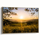 Framed canvas featuring a vintage-style landscape painting of Napa Valley in muted gold and black tones.