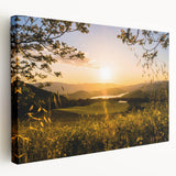 Large art depicting Napa Valley with lush green vineyards on stretched canvas, ideal for kitchen wall art.