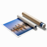 Extra large rolled print of San Diego scenery with vibrant floral elements, ideal for classy bathroom wall art.