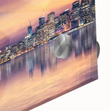 Large abstract depiction of San Francisco in muted earth tones on acrylic glass, suitable for dining room art.