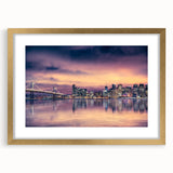 Extra large abstract art print of San Francisco skyline in textured gold frame, ideal for living room decor.