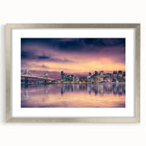 Textured art print of an abstract San Francisco skyline in muted gray tones on a framed canvas, ideal for bedroom decor.