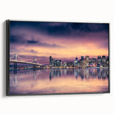 Black and white framed canvas of San Francisco landscape, ideal for bedroom wall art.