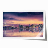 Rolled print of San Francisco skyline in muted gray tones, ideal for art wall dining room.