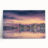 Black and white stretched canvas of San Francisco's skyline, ideal for kitchen wall art or bedroom ambiance.